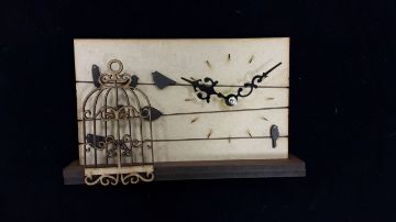ساعت چوبی پرنده و قفس