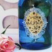 تصویر  گلدان شیشه ای طرح بنویسید علی را گل گلدان نجف / رنگ آبی