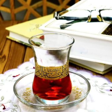 تصویر  استکان کمر باریک طرح السلام علیک یا فاطمه الزهرا/ بسته 6 عددی